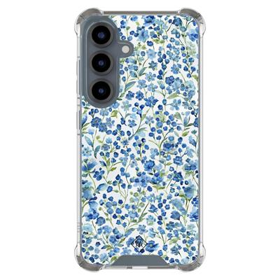 Samsung Galaxy S25 shockproof hoesje - Vintage blue floral