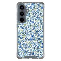 Samsung Galaxy S25 shockproof hoesje - Vintage blue floral - thumbnail
