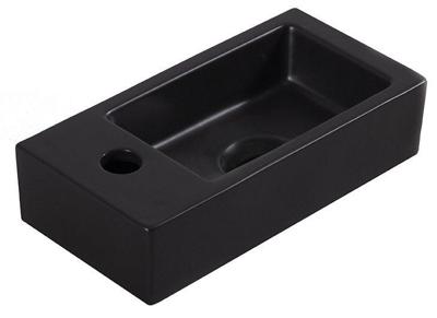 Fontein Wiesbaden Rhea mini | 36x18x9 cm | Keramiek | Links montage | 1 kraangat | Rechthoek | Zwart mat