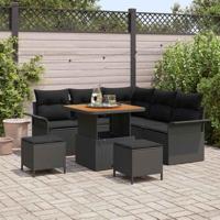 Tuinbankenset met kussen 8 pcs Zwart poly rattan - thumbnail
