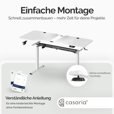 Zit Sta Bureau In hoogte verstelbaar - Wit 160x75x73-118cm