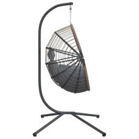Hangstoel met standaard rattan en staal lichtgrijs - thumbnail