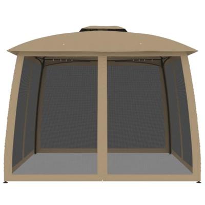 Prieel zijwanden van gaas en dubbel dak 2,93x2,93 m staal taupe