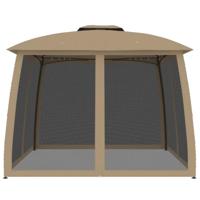 VidaXL Prieel zijwanden van gaas en dubbel dak 2,93x2,93 m staal taupe - thumbnail