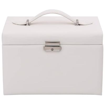 VidaXL Sieradendoosje 4laags spiegel afsluitbaar 22,5x17,5x16,5 cm wit