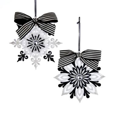 Ornament plc snwvlok zwrt/wit l12 cm Kurt S. Adler - Kurt s adler