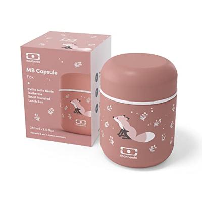 Kleine geïsoleerde lunchbox - MONBENTO - Luchtdichte lunchbox - Houdt eten tot 5 uur warm/vers - MB Capsule Fox