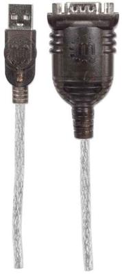 Manhattan USB, Serieel Adapterkabel [1x USB 1.1 stekker A - 1x D-sub stekker 9-polig] 151856 45.00 cm Vergulde steekcontacten