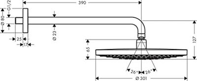 Hansgrohe Raindance Select S 300 2jet hoofddouche met douchearm Chroom