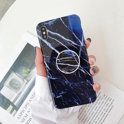 Marmer anti-drop TPU bescherming achtercover voor iPhone XS Max met opvouwbare houder (Z2)