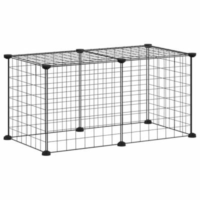 VidaXL Huisdierenkooi met 8 panelen 35x35 cm staal zwart VidaXL Huisdierenkooi met 8 panelen 35x35 cm staal zwart
