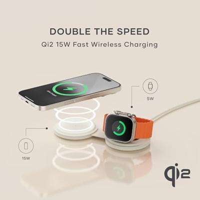Satechi OntheGo 2-in-1 wireless oplader (15W) - Sand
