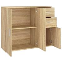 Dressoir 91x29,5x75 cm bewerkt hout sonoma eikenkleurig - thumbnail
