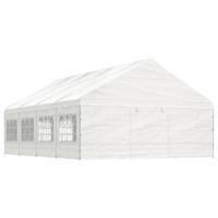 Prieel met dak 8,92x5,88x3,75 m polyetheen wit - thumbnail