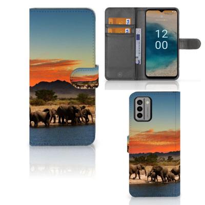 Nokia G22 | Telefoonhoesje | Met pasjeshouder | Olifanten