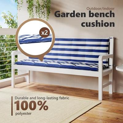 Bankkussens 2 st 180x50x7 cm stof gestreept wit en blauw - thumbnail
