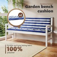 VidaXL Tuinbankkussens 2 st oxford stof gestreept wit en blauw - thumbnail