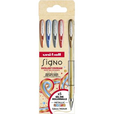 Uni-ball roller Signo Metallic, medium punt, geassorteerde kleuren, etui van 5 stuks Uni-ball roller Signo Metallic, medium punt, geassorteerde kleuren, etui van 5 stuks