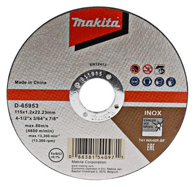 Makita Doorslijpschijf 115X1.2Mm RVS - D-65953 Makita Doorslijpschijf 115X1.2Mm RVS - D-65953