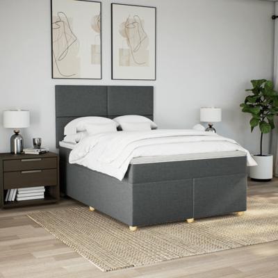 Boxspring met matras stof donkergrijs 140x200 cm
