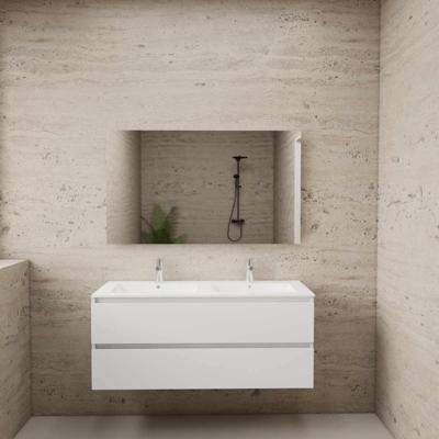 ACTIE BWS Badmeubel | Paris | Wit 120 cm | Hoogglans Wit Wastafel | 2 Kraangaten