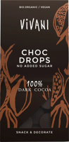 Vivani Chocoladedruppels Puur 100% Cacao Choc Drops - thumbnail