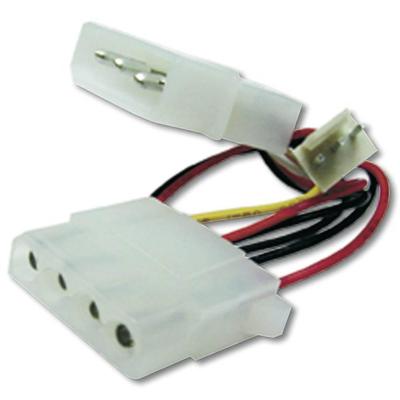 DIGITUS Interne Molex-stroomkabel - 4-pins Molex female naar 4-pins Molex male & 3-pins ventilatorconnector - 0,3 m - geschikt voor ventilatoren, harde schijven of optische drives