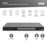 Digitus DN-95359 19 netwerk switch RJ45/SFP 24 + 2 poorten 10 / 100 / 1000 MBit/s PoE-functie - thumbnail
