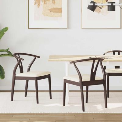 Eetkamerstoel 2 pcs Lichtbruin en Licht Massief Rubberhout