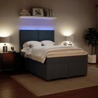 Boxspring met matras fluweel donkergrijs 160x200 cm - thumbnail