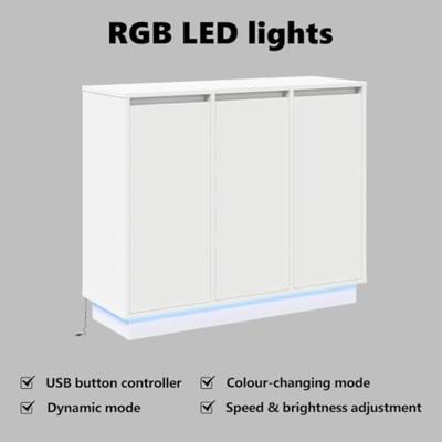 LED Sideboard Wit 90 x 32 x 75 cm Bewerkt hout