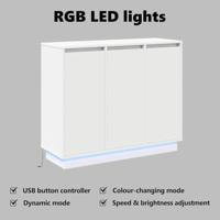 LED Sideboard Wit 90 x 32 x 75 cm Bewerkt hout - thumbnail