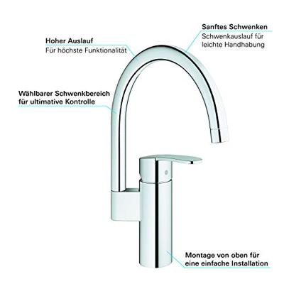 Grohe Keukenkraan Wave Cosmopolitan Hoge Uitloop Chroom