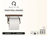 QUVIO Toiletrolhouder met plankje - Hout en goud metaal - thumbnail