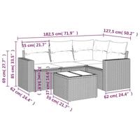 5-delige Loungeset met kussens poly rattan beige - thumbnail