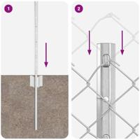 VidaXL Hek met paal zilver 0,6 x 10 m staal - thumbnail