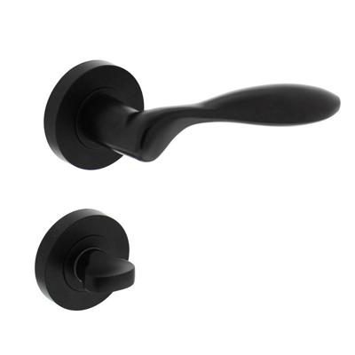 Deurkruk George op ronde rozet 52x10mm met nokken + WC-sluiting 8mm mat zwart