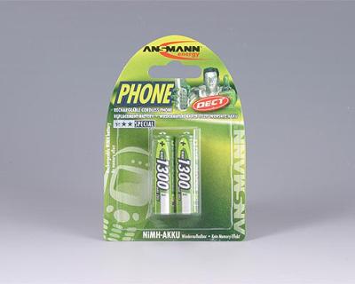 ANSMANN Accu AA Mignon 800 mAh 1,2 V NiMH voor draadloze telefoon 2 stuks - oplaadbare batterijen met lage zelfontlading maxE - batterijen ideaal voor DECT-telefoon draadloos - oplaadbare batterij
