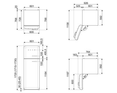 Smeg FAB30LPB5 koelkast Vrijstaand Blauw 222 l A+++