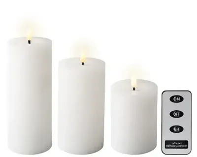 LED Kaarsenset wax 3-delig wit