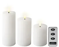 Lumineo ledkaars met afstandsbediending set van 3 wit - thumbnail