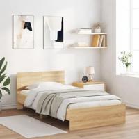 Bedframe met hoofdbord en LED sonoma eikenkleurig 100x200 cm - thumbnail