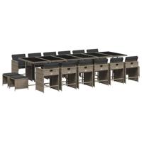 17-delige Tuinset met kussens poly rattan grijs - thumbnail