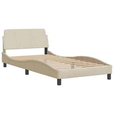 Bedframe zonder matras "Hanko" 90x200 cm stof crèmekleurig - thumbnail