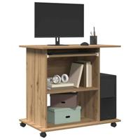 Computerbureau 80x50x75 cm bewerkt hout artisanaal eikenkleur - thumbnail