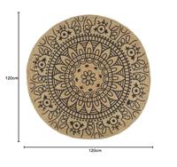 VidaXL Vloerkleed handgemaakt met donkerblauwe print 120 cm jute - thumbnail