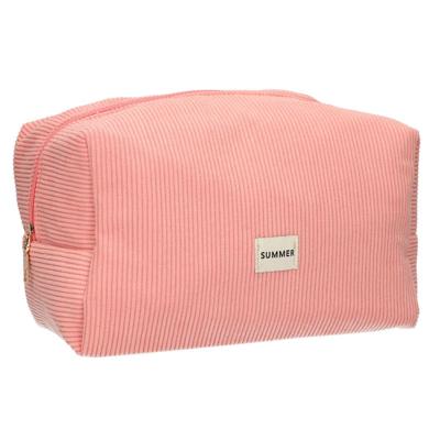 Traveller Toilettas rib waterdicht roze 24,5cm x 18,5cm