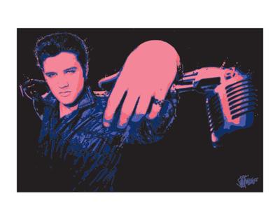 Kunstdruk Elvis Presley - Microphone 40x50cm