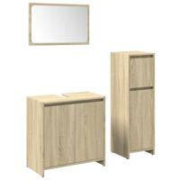 3-delige Badkamermeubelset bewerkt hout sonoma eikenkleurig - thumbnail