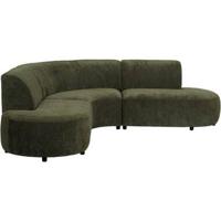 Hoekbank Luna rond - stof Rebel - vergrijsd groen - thumbnail